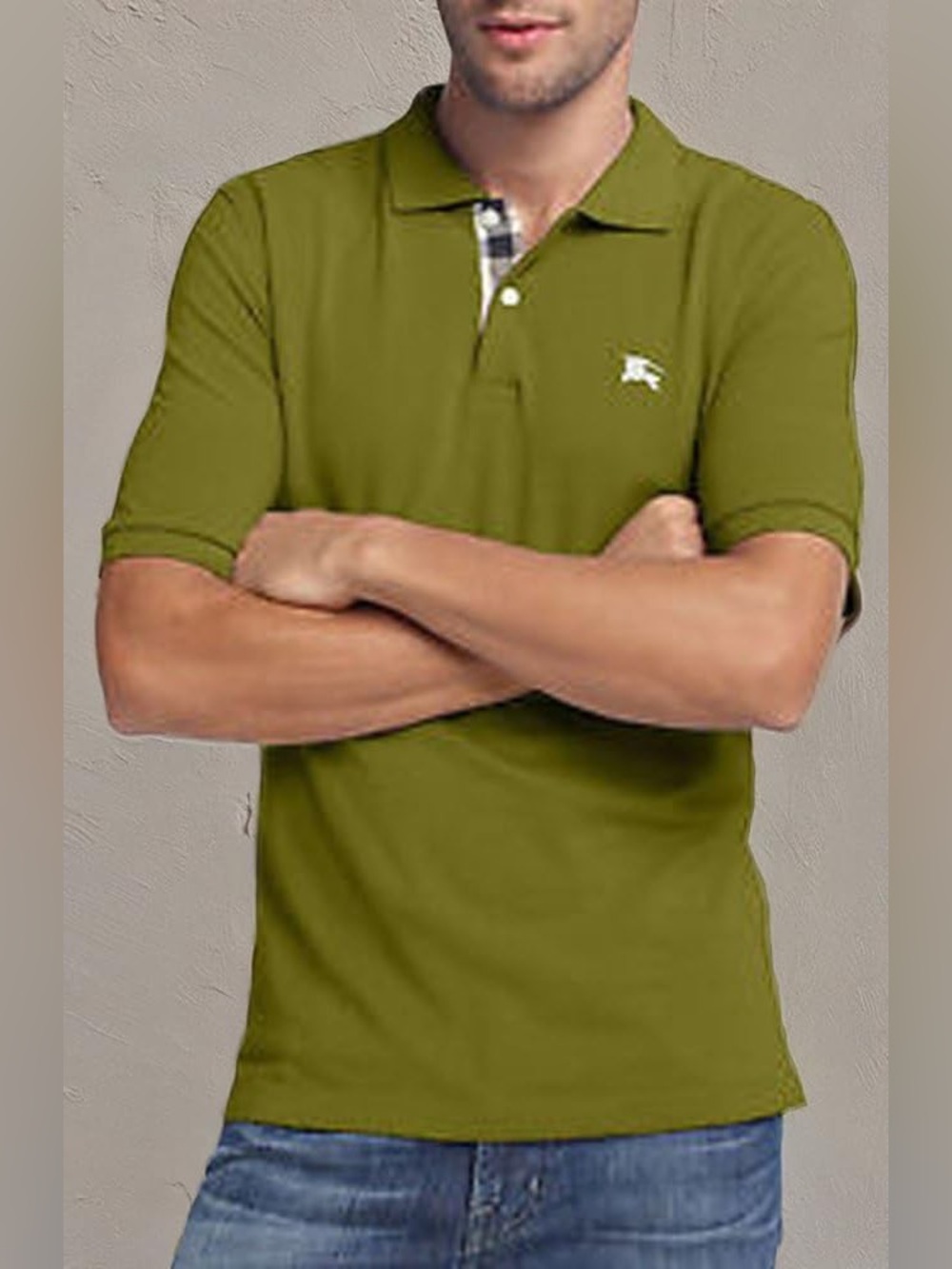 Burberry Olive Green Polo Shirt with Logo